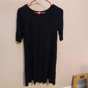 Black Knee-Length Dress with Elbow Sleeves